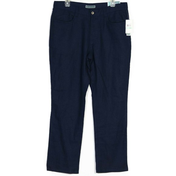 Cubavera Linen Blend Slacks Dress Blue 34 x 30 NWT